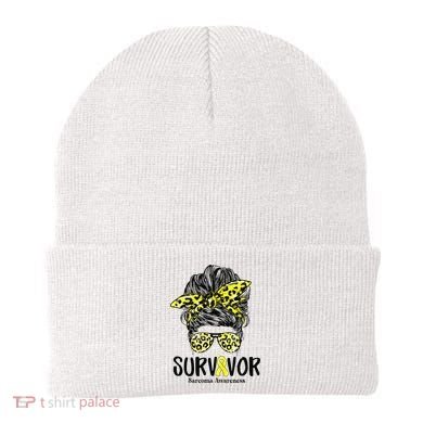 Leopard Messy Bun  Survivor Sarcoma Awareness Beanie