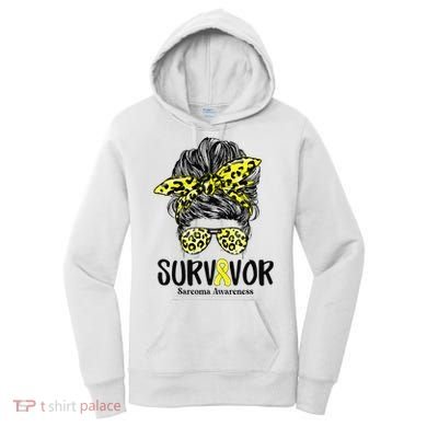 Leopard Messy Bun  Survivor Sarcoma Awareness Women's Hoodie