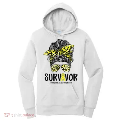 Leopard Messy Bun  Survivor Sarcoma Awareness Women's Hoodie