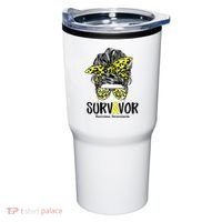 Leopard Messy Bun  Survivor Sarcoma Awareness Tumbler thumb 0
