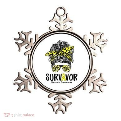 Leopard Messy Bun  Survivor Sarcoma Awareness Ornament
