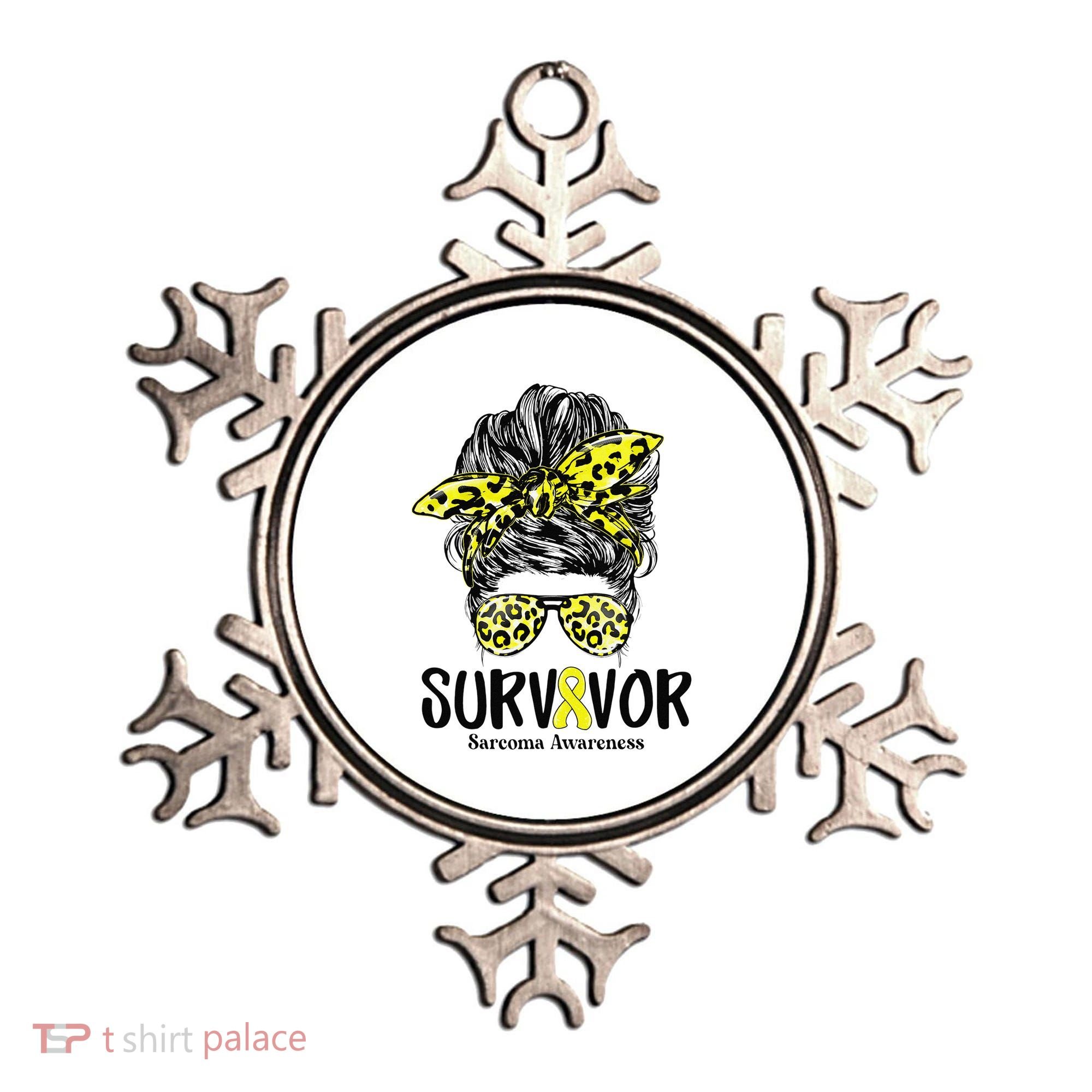 Leopard Messy Bun  Survivor Sarcoma Awareness Ornament