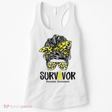 Leopard Messy Bun  Survivor Sarcoma Awareness Women's Tank Top