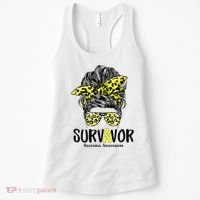 Leopard Messy Bun  Survivor Sarcoma Awareness Women's Tank Top thumb 0