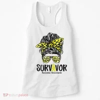 Leopard Messy Bun  Survivor Sarcoma Awareness Women's Tank Top thumb 0
