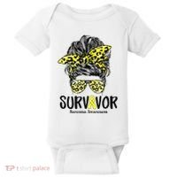 Leopard Messy Bun  Survivor Sarcoma Awareness Baby Bodysuit thumb 0