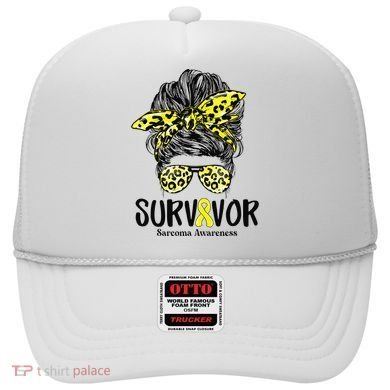 Leopard Messy Bun  Survivor Sarcoma Awareness Hat