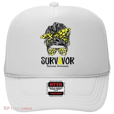 Leopard Messy Bun  Survivor Sarcoma Awareness Hat
