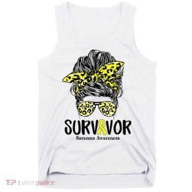 Leopard Messy Bun  Survivor Sarcoma Awareness Tank Top