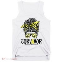 Leopard Messy Bun  Survivor Sarcoma Awareness Tank Top thumb 0