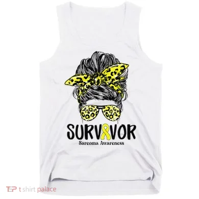 Leopard Messy Bun  Survivor Sarcoma Awareness Tank Top