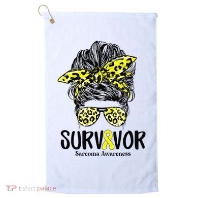 Leopard Messy Bun  Survivor Sarcoma Awareness Golf Towel