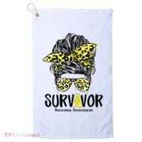 Leopard Messy Bun  Survivor Sarcoma Awareness Golf Towel thumb 0