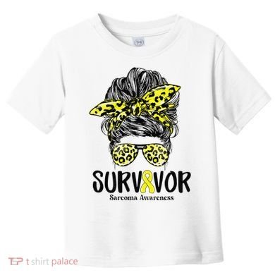 Leopard Messy Bun  Survivor Sarcoma Awareness Toddler T-Shirt