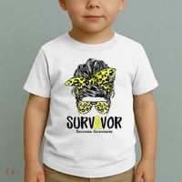 Leopard Messy Bun  Survivor Sarcoma Awareness Toddler T-Shirt thumb 2