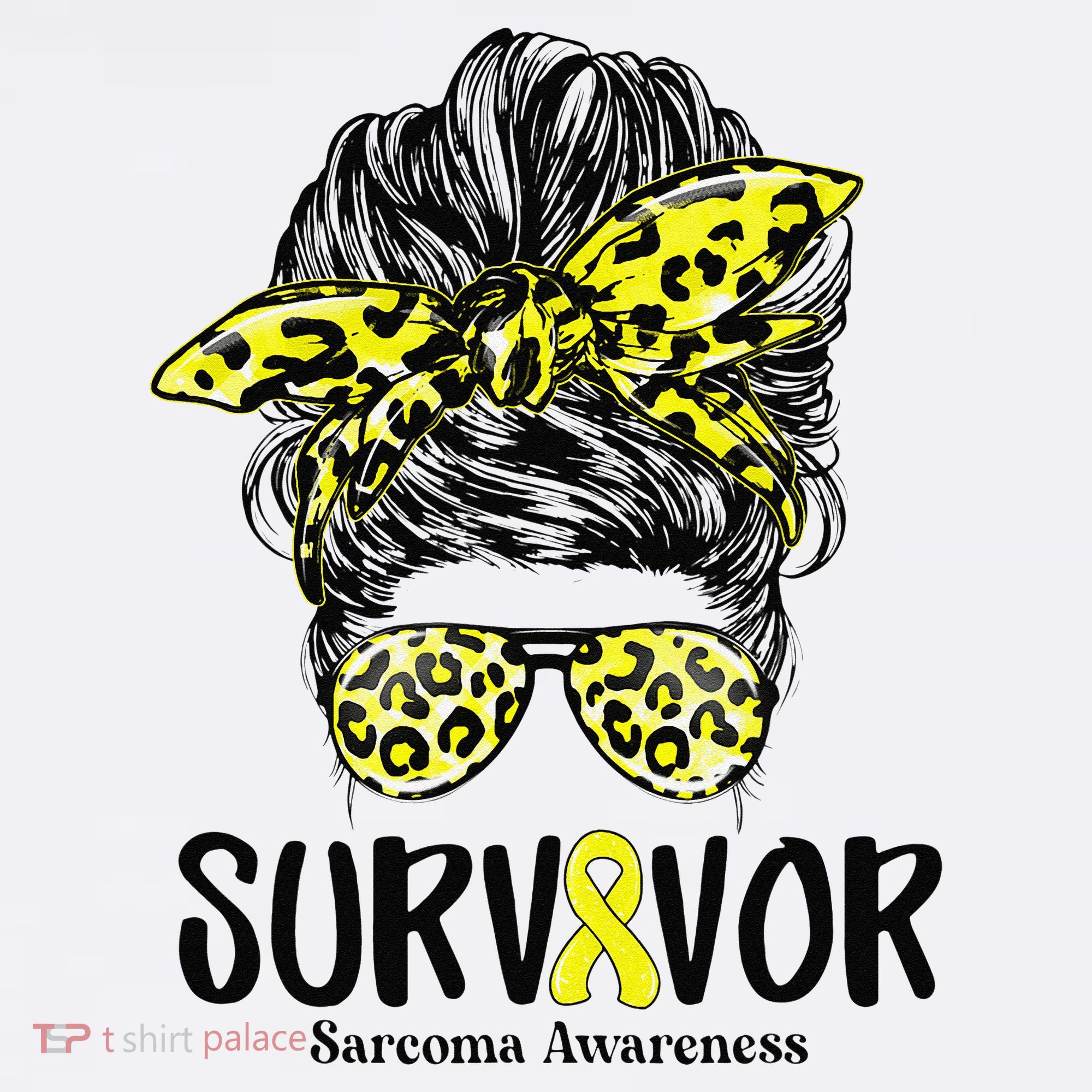 Leopard Messy Bun  Survivor Sarcoma Awareness Toddler T-Shirt