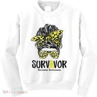Leopard Messy Bun  Survivor Sarcoma Awareness Kids Sweatshirt thumb 0
