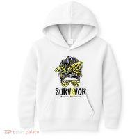 Leopard Messy Bun  Survivor Sarcoma Awareness Kids Hoodie thumb 0