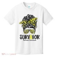 Leopard Messy Bun  Survivor Sarcoma Awareness Kids T-Shirt thumb 0
