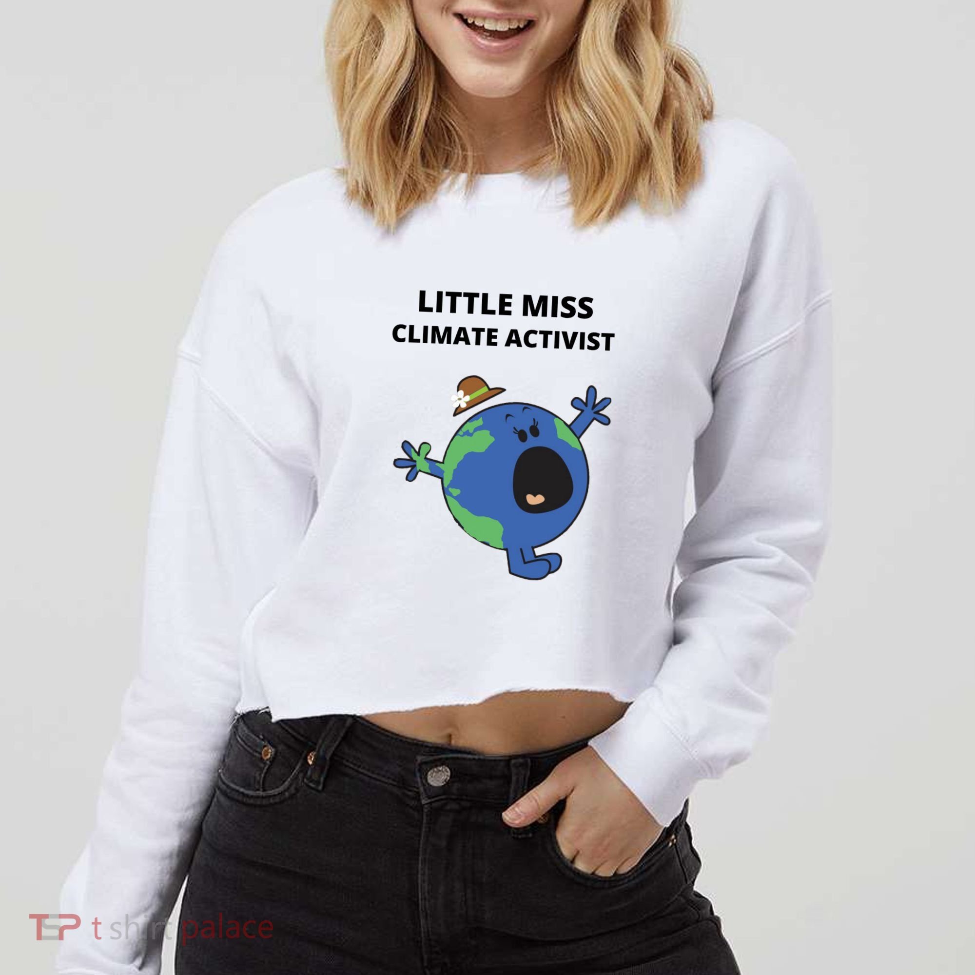 Little Miss Climate Activist Cropped Pullover Crew