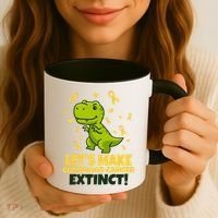 Let's Make Childhood Cancer Extinct Trex Coffee Mug thumb 3