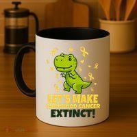 Let's Make Childhood Cancer Extinct Trex Coffee Mug thumb 4