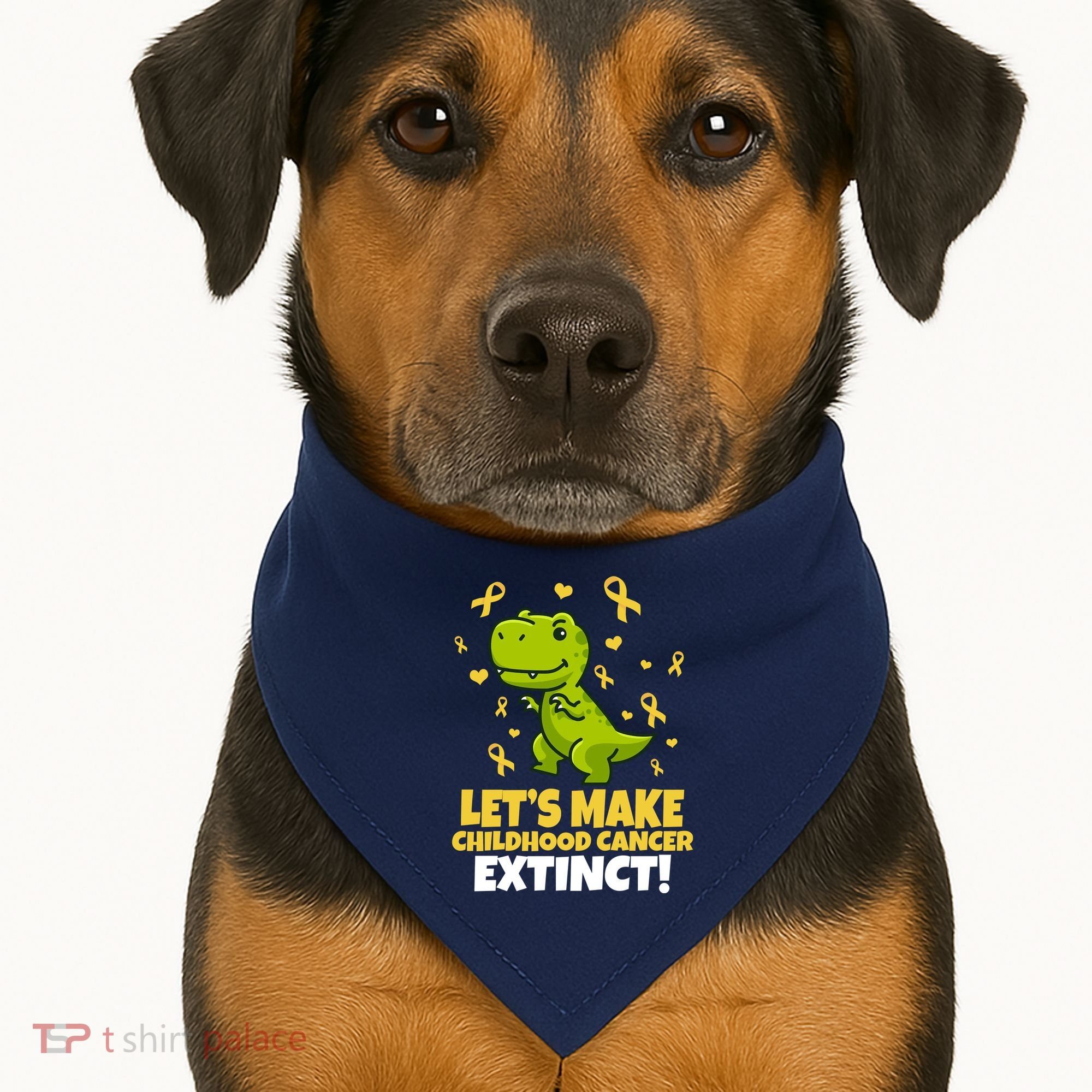 Let's Make Childhood Cancer Extinct Trex USA-Made Doggie Bandana