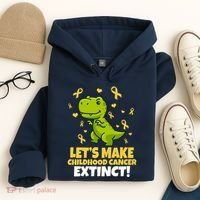 Let's Make Childhood Cancer Extinct Trex Hoodie thumb 4