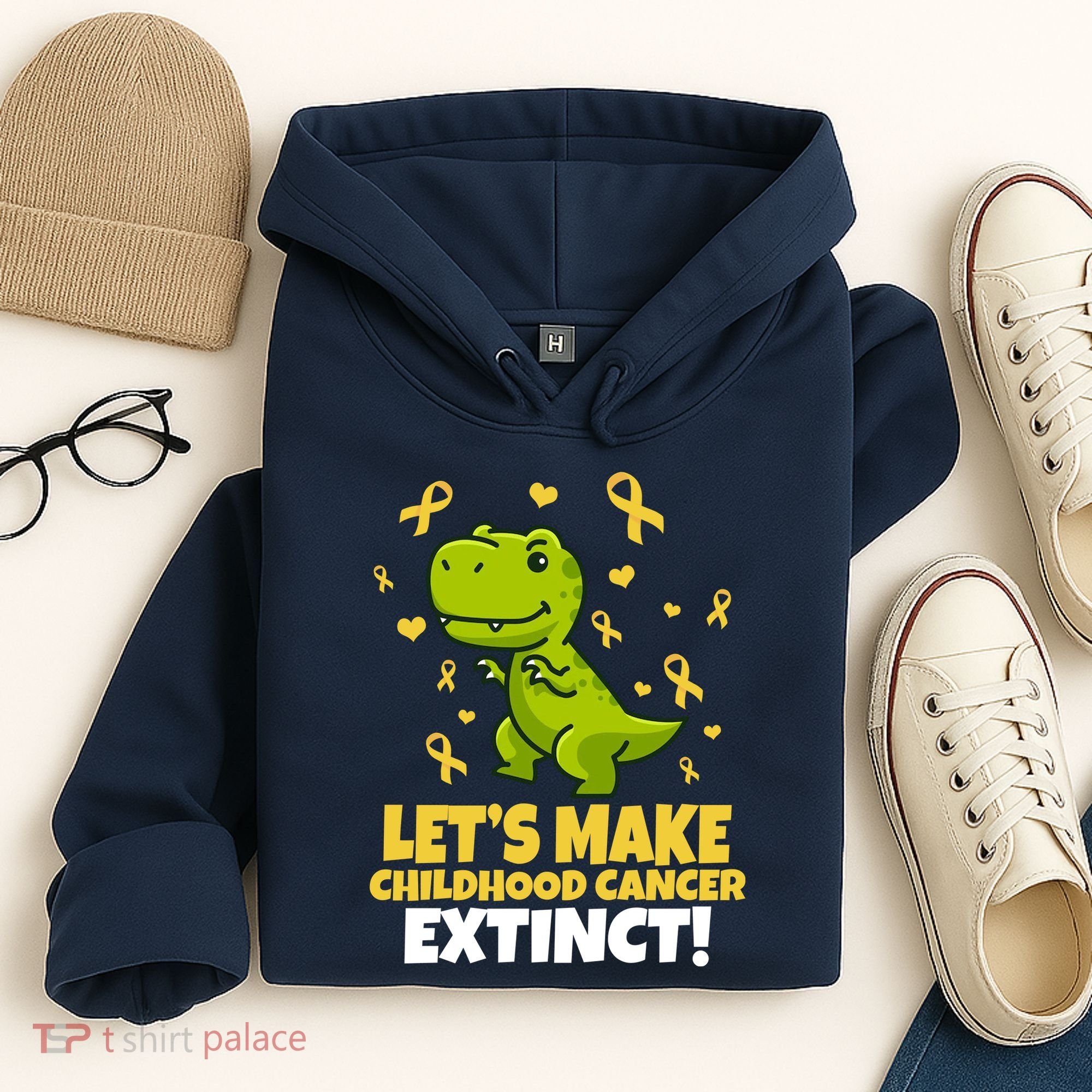Let's Make Childhood Cancer Extinct Trex Hoodie