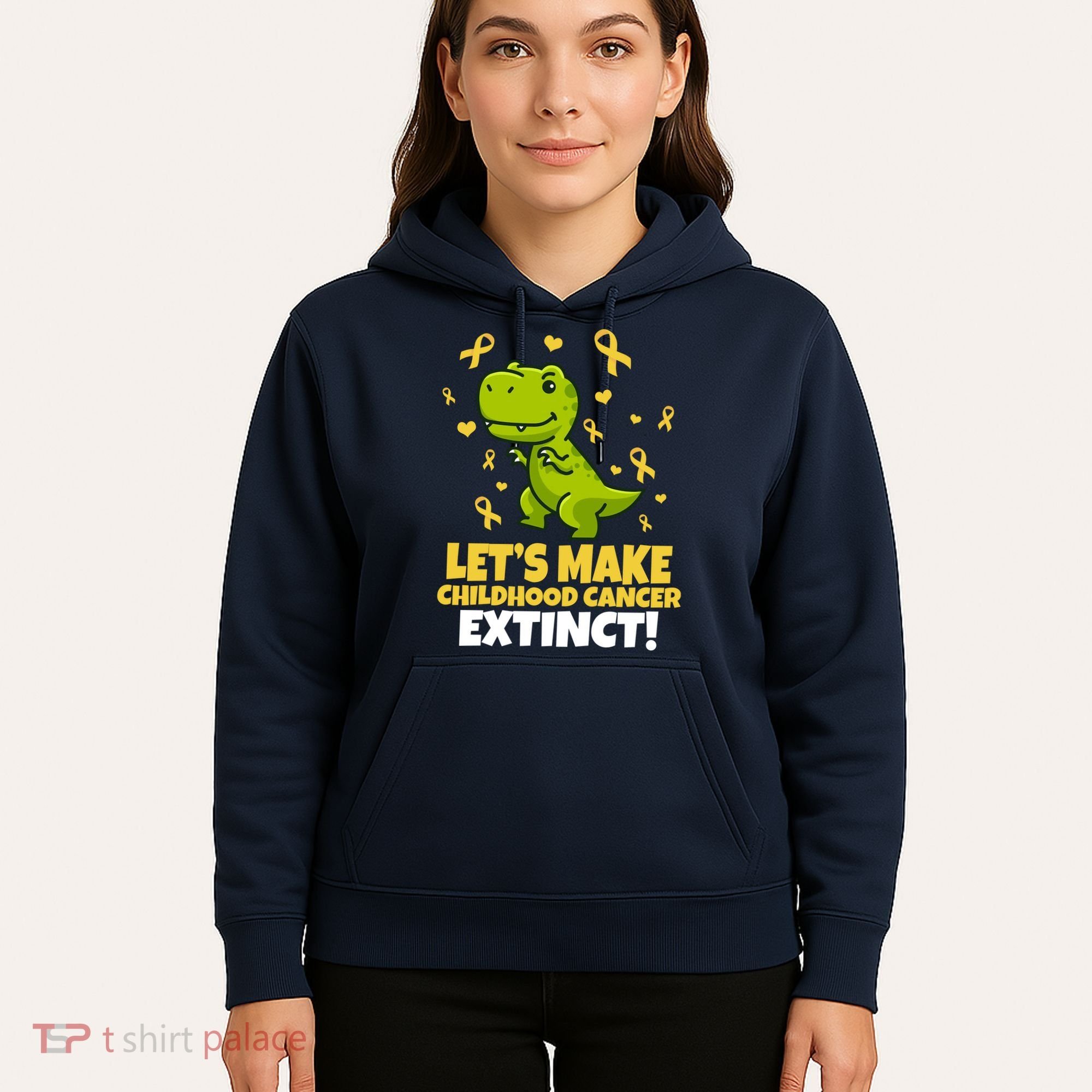 Let's Make Childhood Cancer Extinct Trex Hoodie