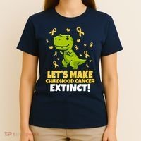 Let's Make Childhood Cancer Extinct Trex T-Shirt thumb 4