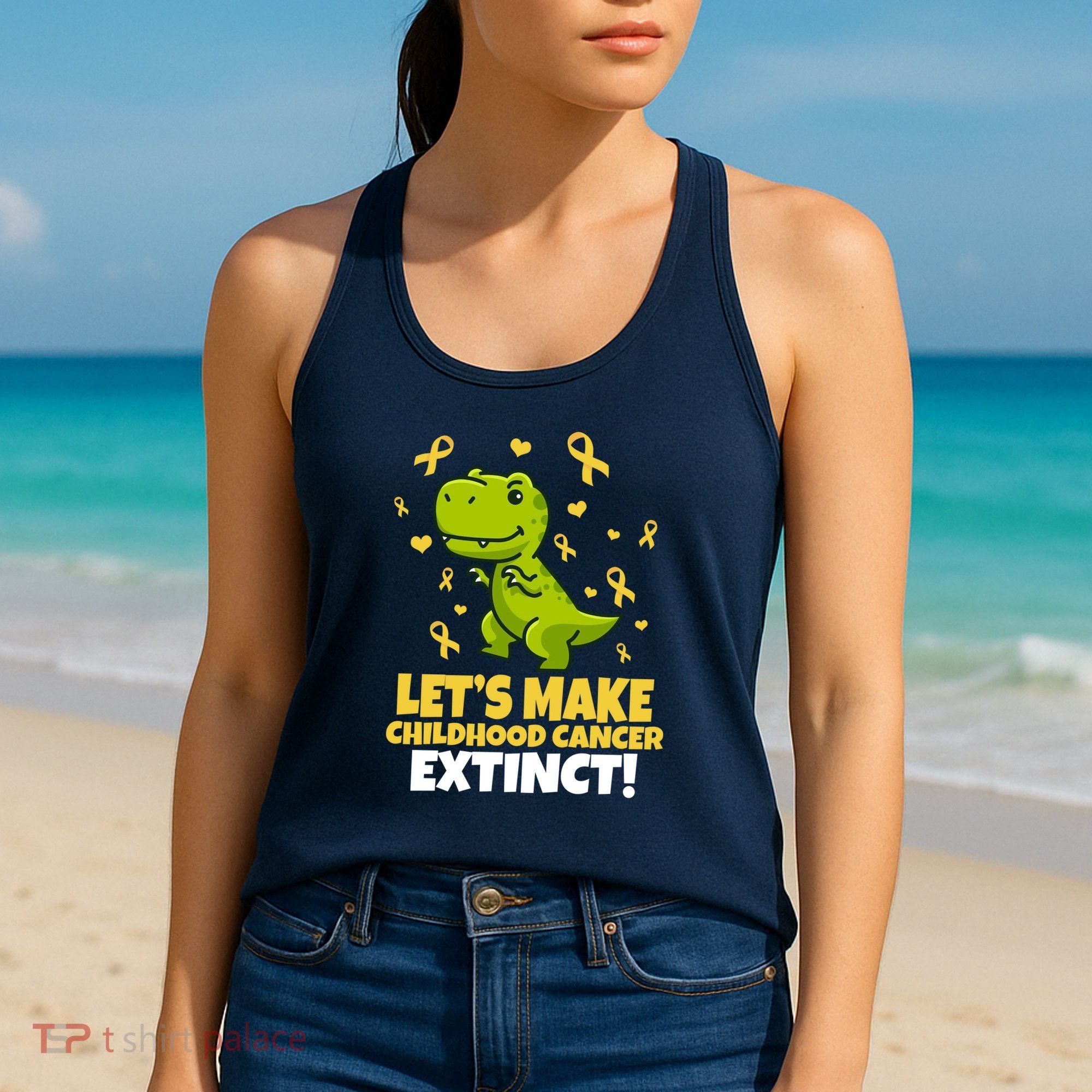 Let's Make Childhood Cancer Extinct Trex Women's Tank Top