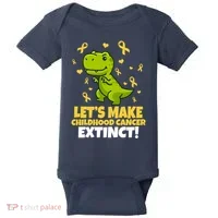 Let's Make Childhood Cancer Extinct Trex Baby Bodysuit thumb 0