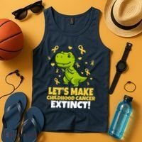 Let's Make Childhood Cancer Extinct Trex Tank Top thumb 4