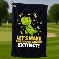 Let's Make Childhood Cancer Extinct Trex Golf Towel thumb 1