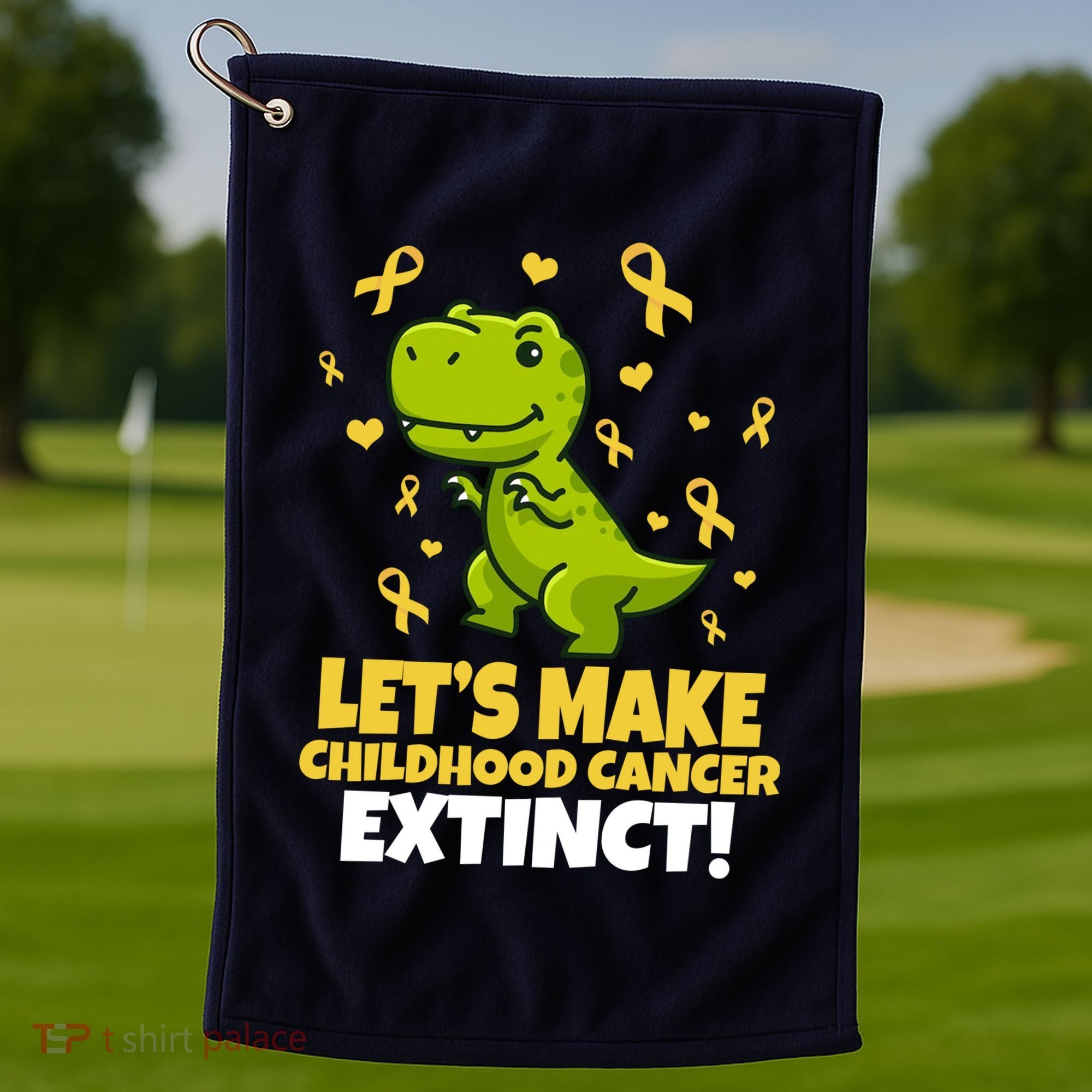 Let's Make Childhood Cancer Extinct Trex Golf Towel