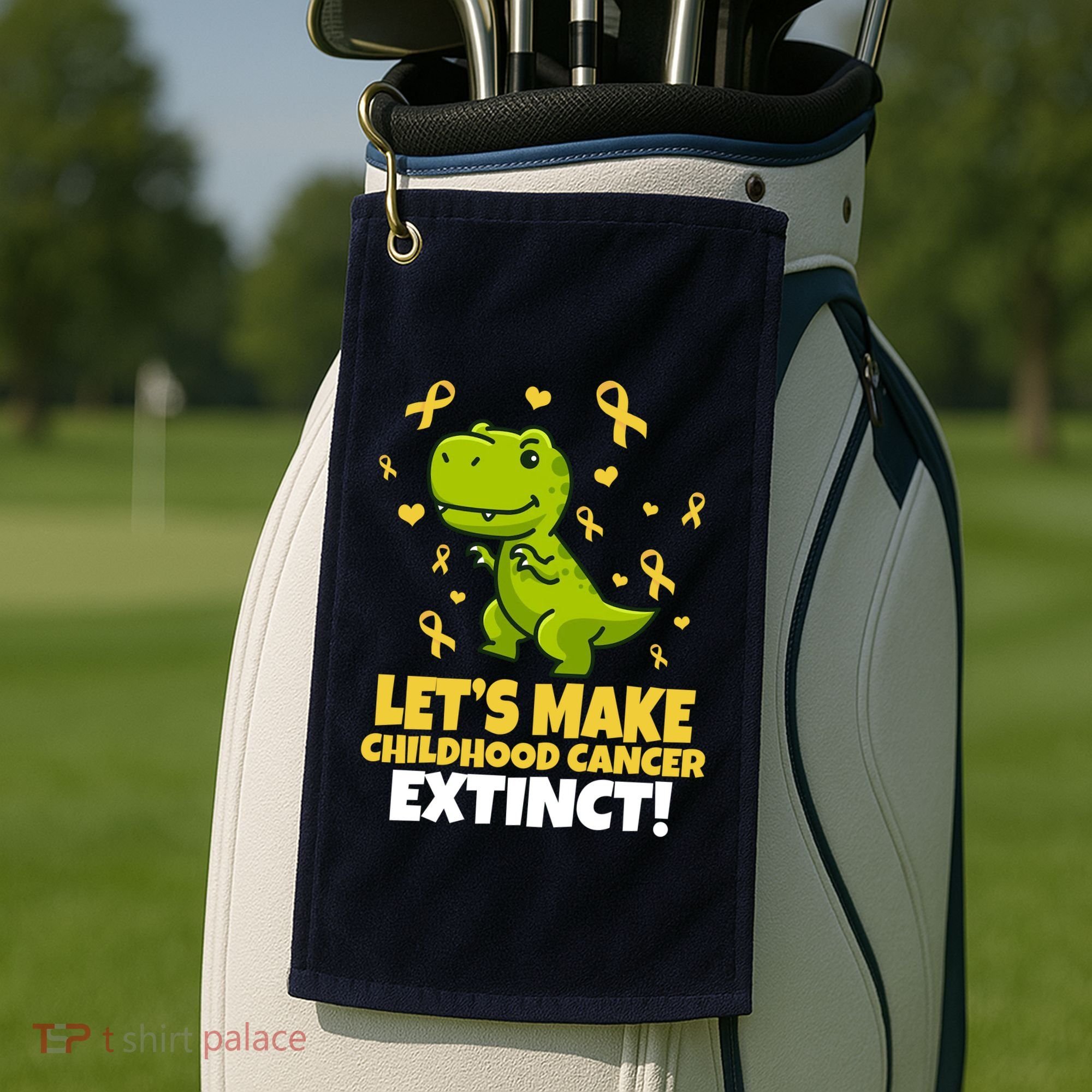 Let's Make Childhood Cancer Extinct Trex Golf Towel
