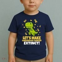 Let's Make Childhood Cancer Extinct Trex Toddler T-Shirt thumb 2
