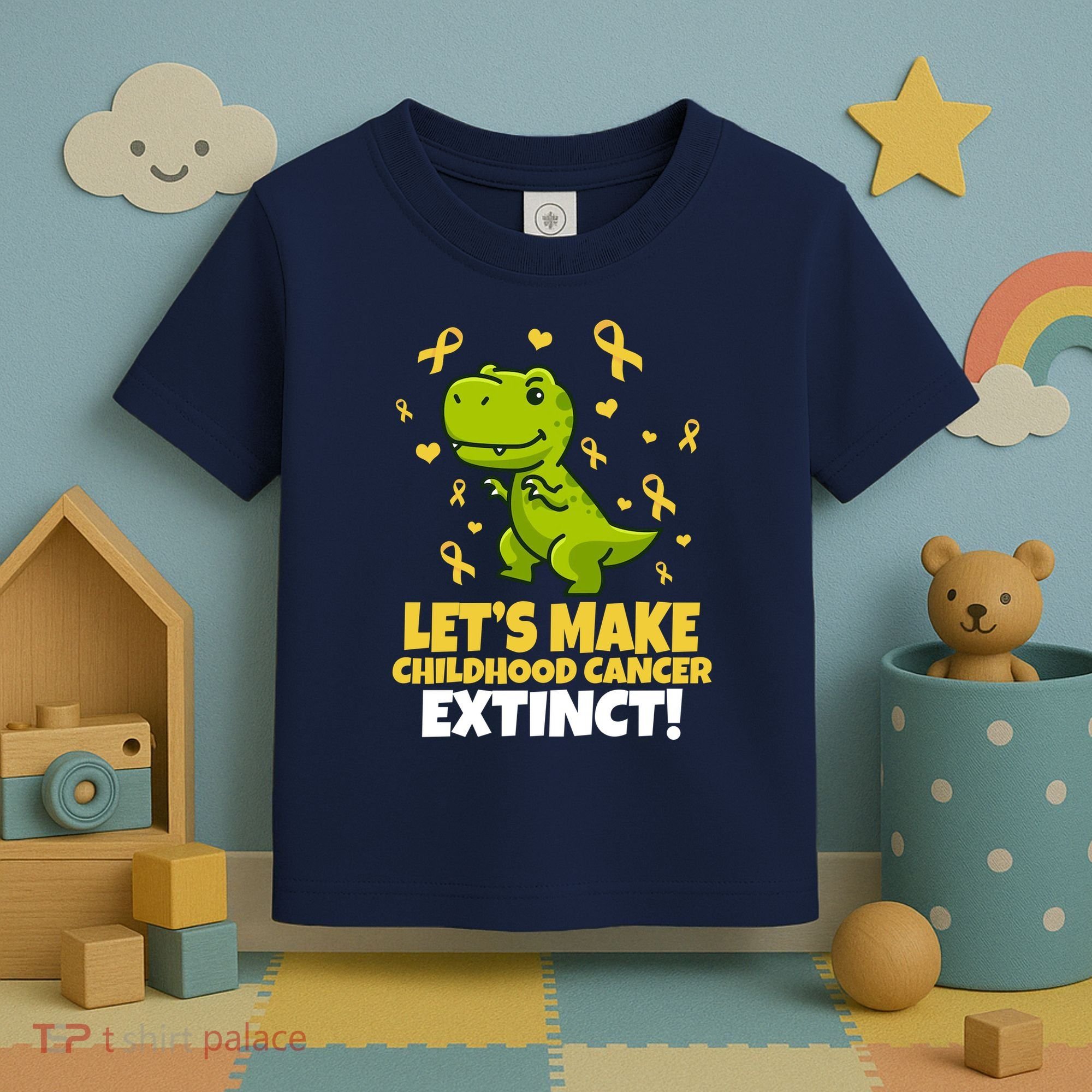 Let's Make Childhood Cancer Extinct Trex Toddler T-Shirt