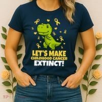 Let's Make Childhood Cancer Extinct Trex Women's T-Shirt thumb 2