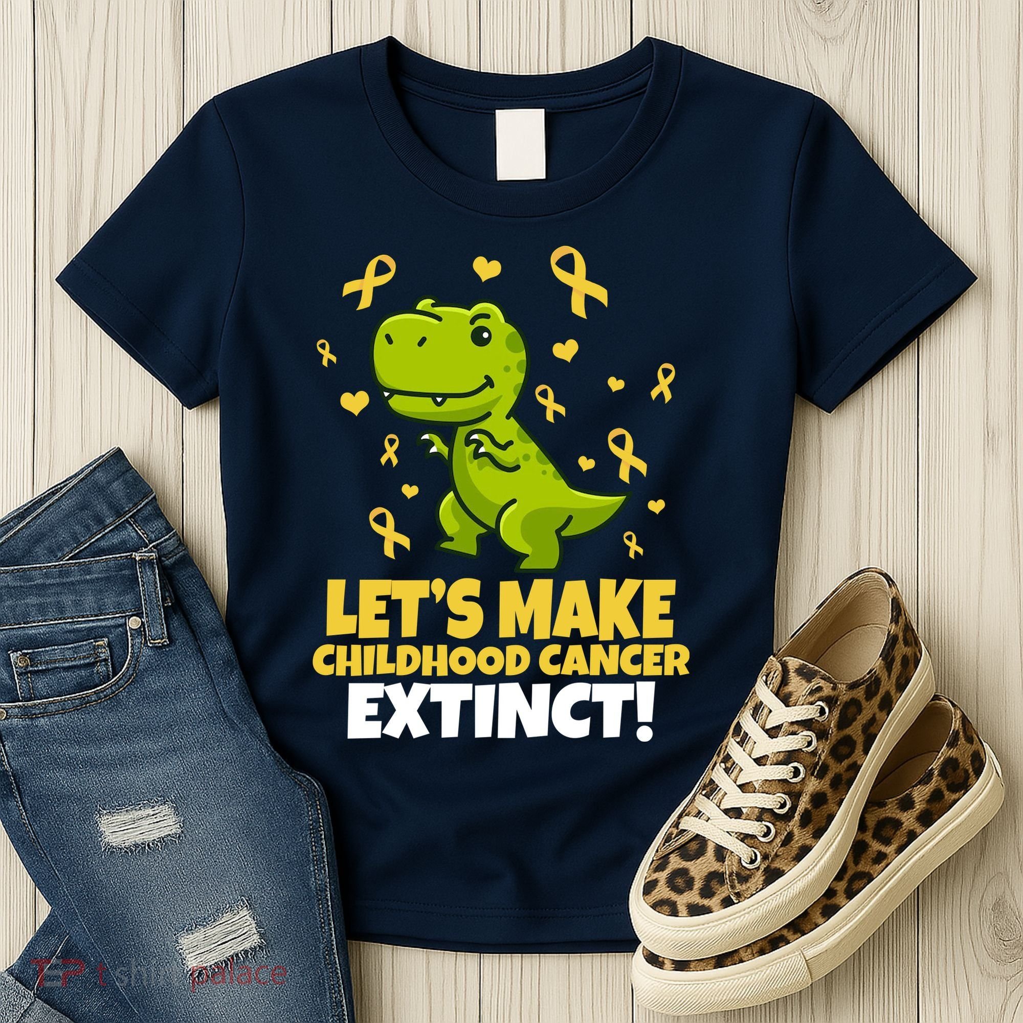 Let's Make Childhood Cancer Extinct Trex Women's T-Shirt