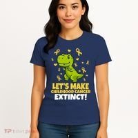 Let's Make Childhood Cancer Extinct Trex Women's T-Shirt thumb 4
