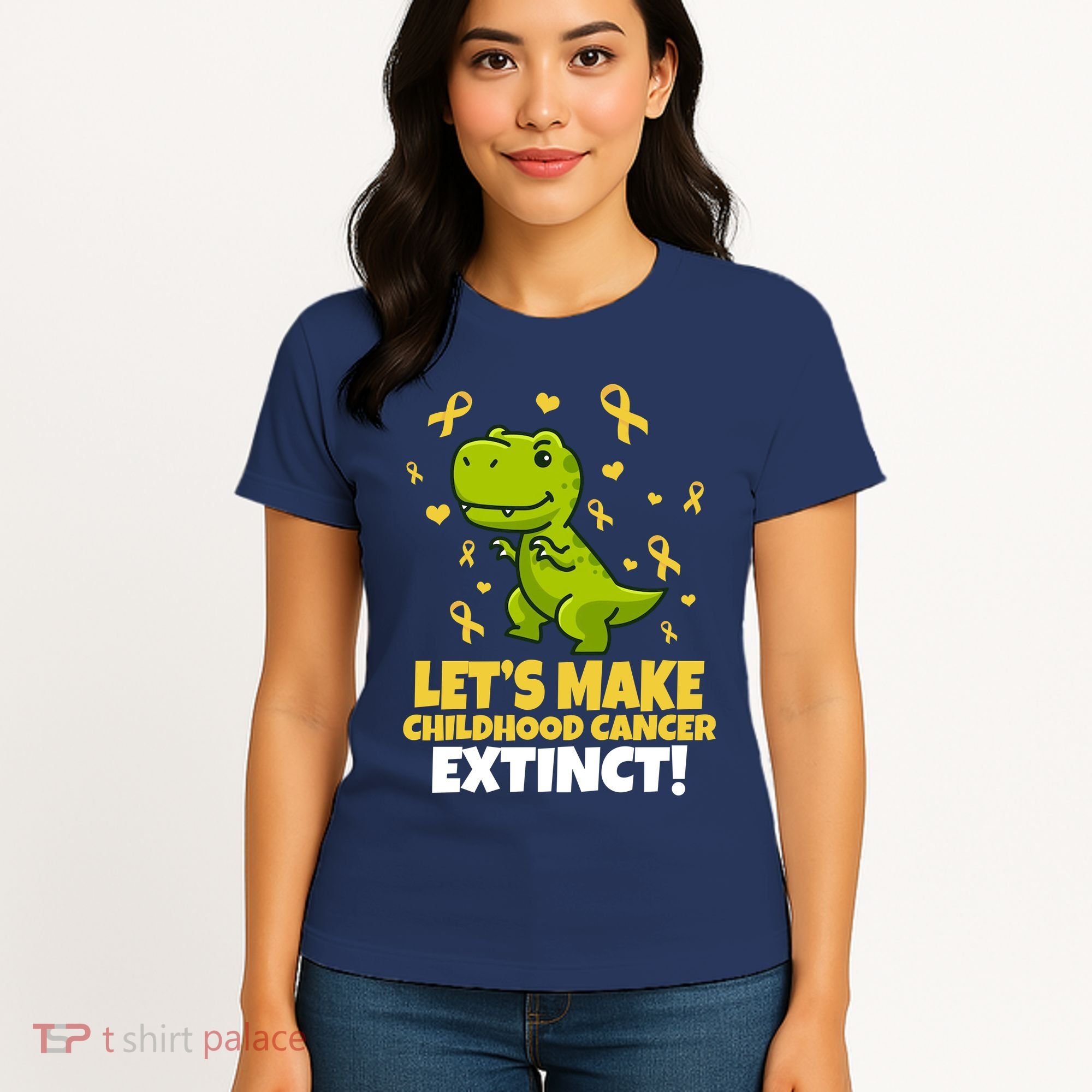 Let's Make Childhood Cancer Extinct Trex Women's T-Shirt