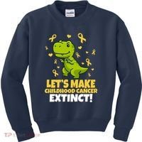 Let's Make Childhood Cancer Extinct Trex Kids Sweatshirt thumb 0