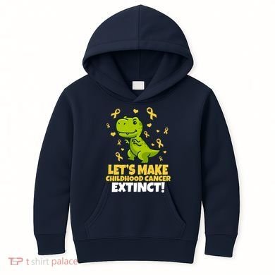 Let's Make Childhood Cancer Extinct Trex Kids Hoodie