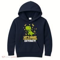 Let's Make Childhood Cancer Extinct Trex Kids Hoodie thumb 0
