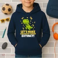 Let's Make Childhood Cancer Extinct Trex Kids Hoodie thumb 2