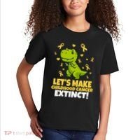 Let's Make Childhood Cancer Extinct Trex Kids T-Shirt thumb 2