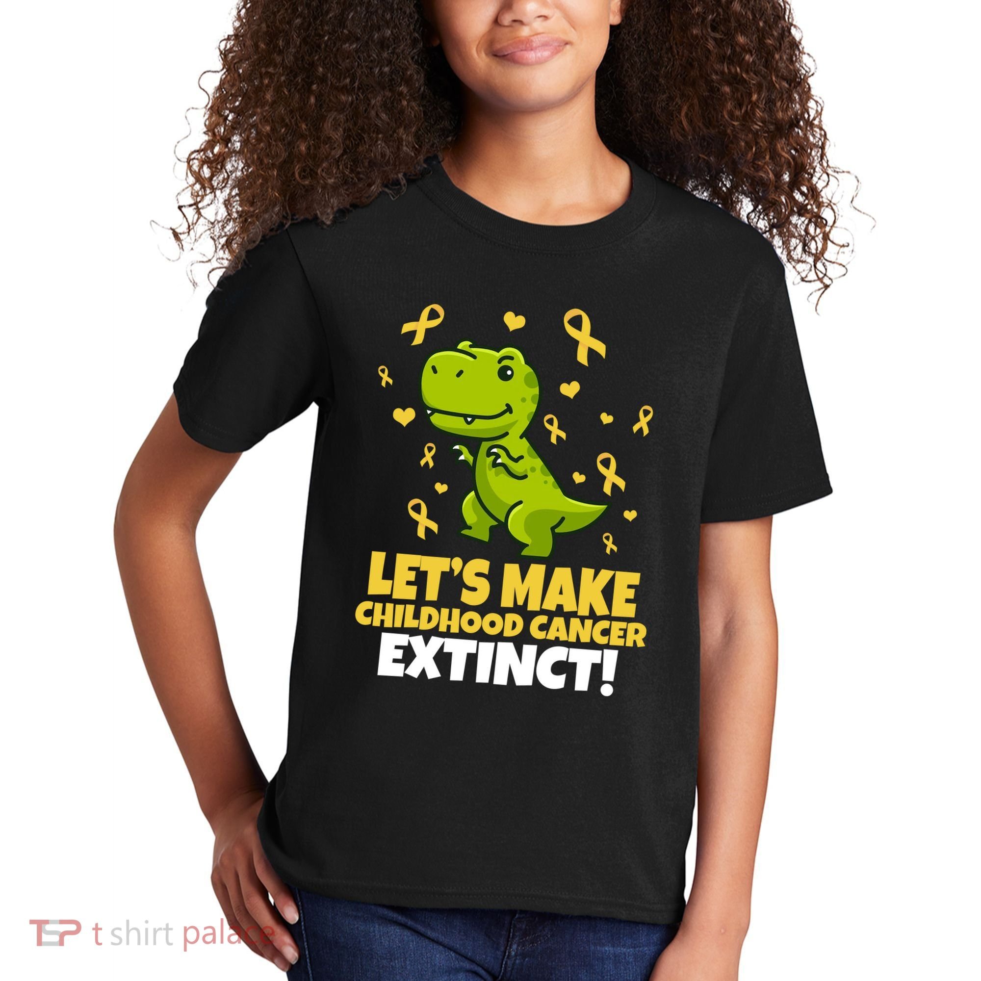 Let's Make Childhood Cancer Extinct Trex Kids T-Shirt