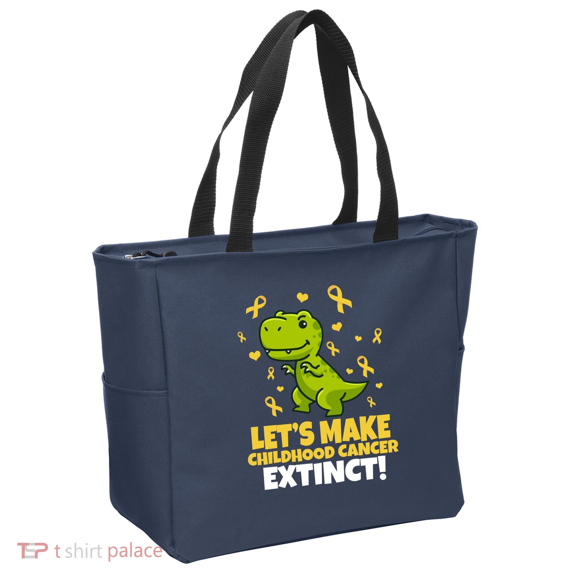 Let's Make Childhood Cancer Extinct Trex Tote Bag